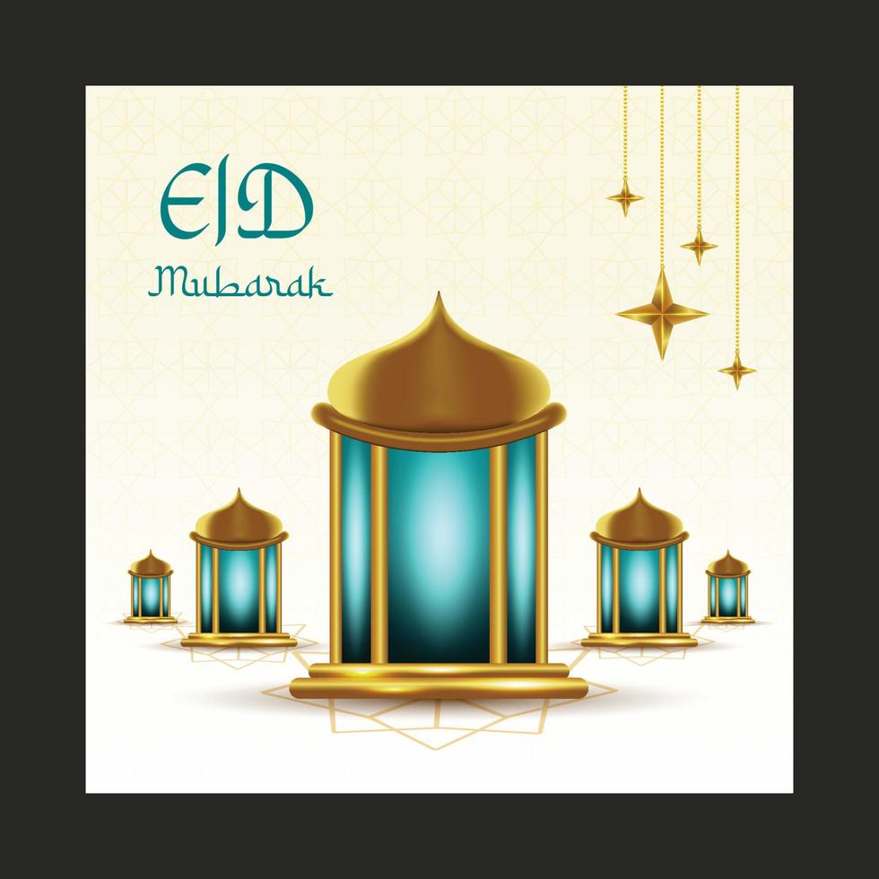 eid Mubarak cumprimento quadrado bandeira e social meios de comunicação postar vetor