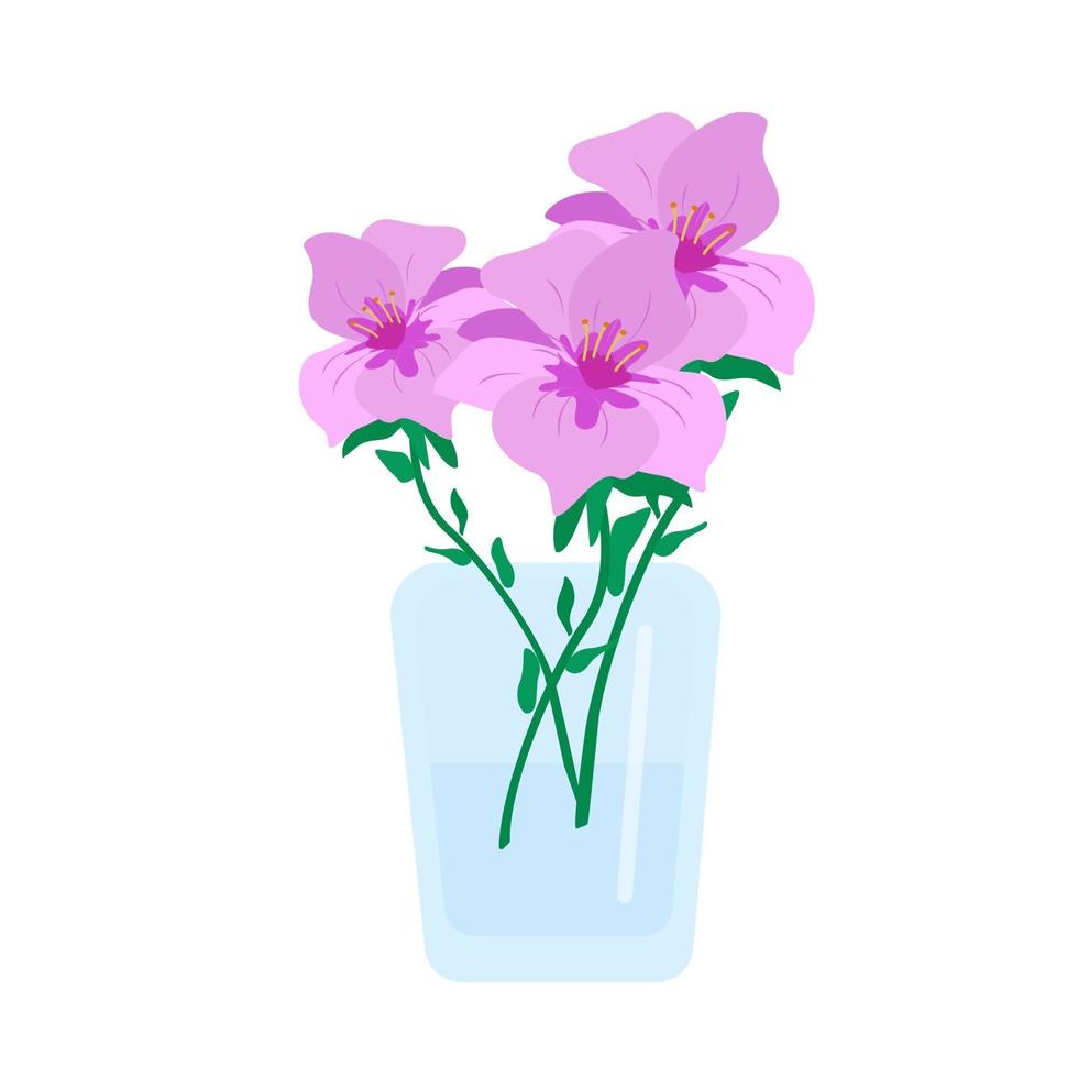 lindas flores em um vaso, um buquê de lírios lindas flores no jardim, objeto de vetor em um estilo simples sobre um fundo branco.