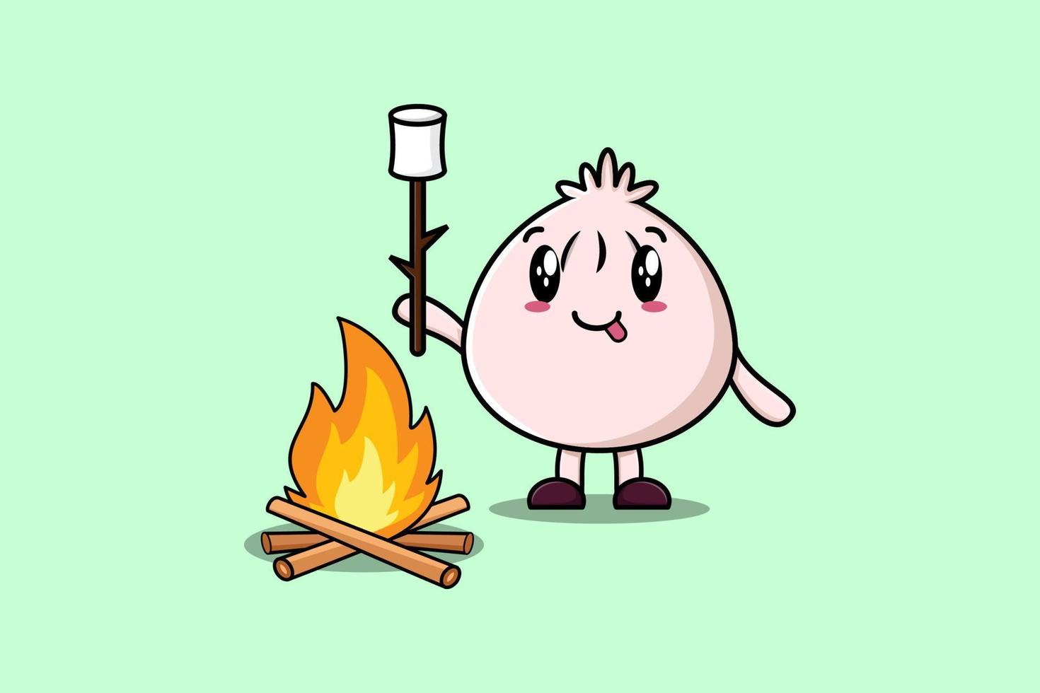 fofa desenho animado escuro soma personagem queimando marshmallow vetor