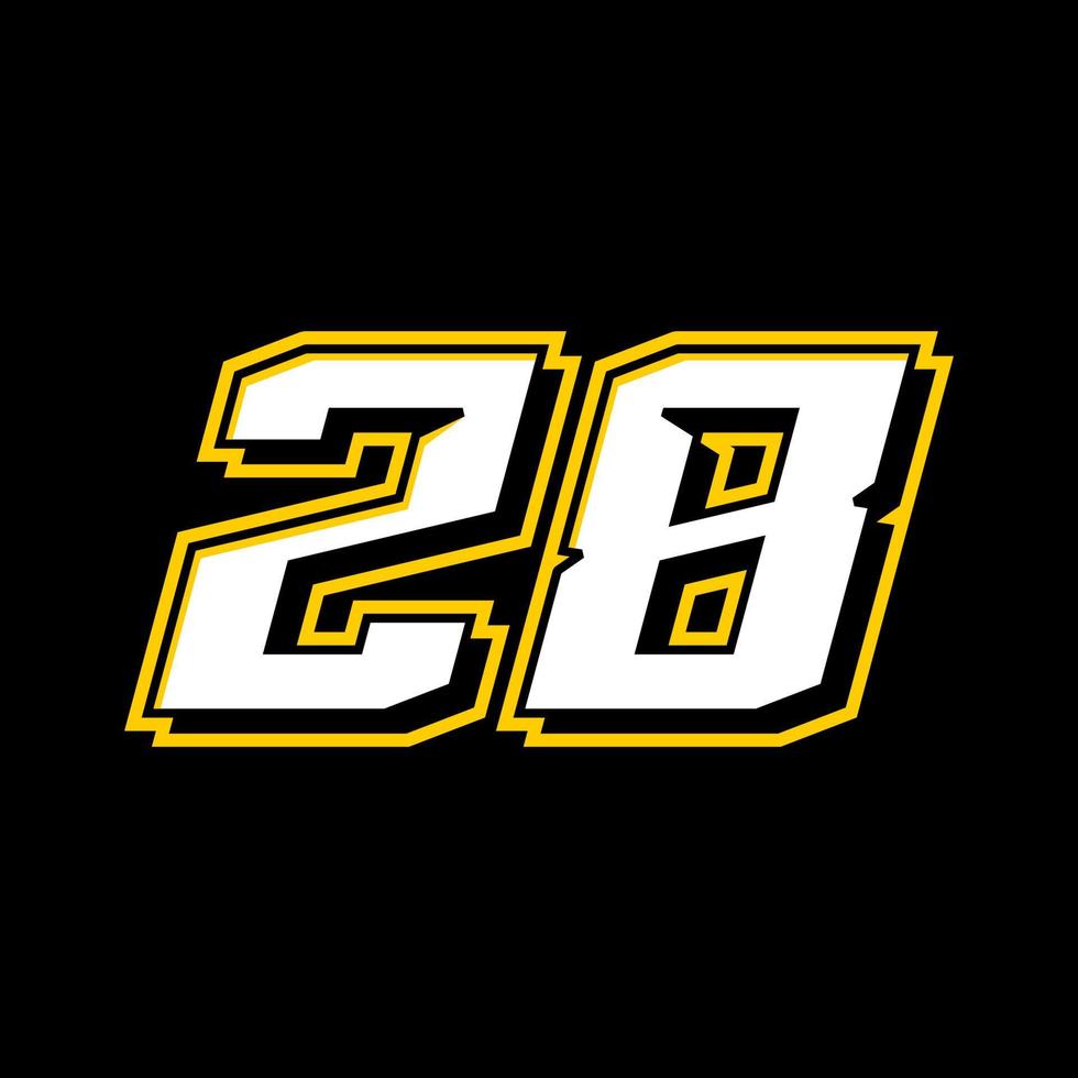 esporte corrida número 28 logotipo Projeto vetor