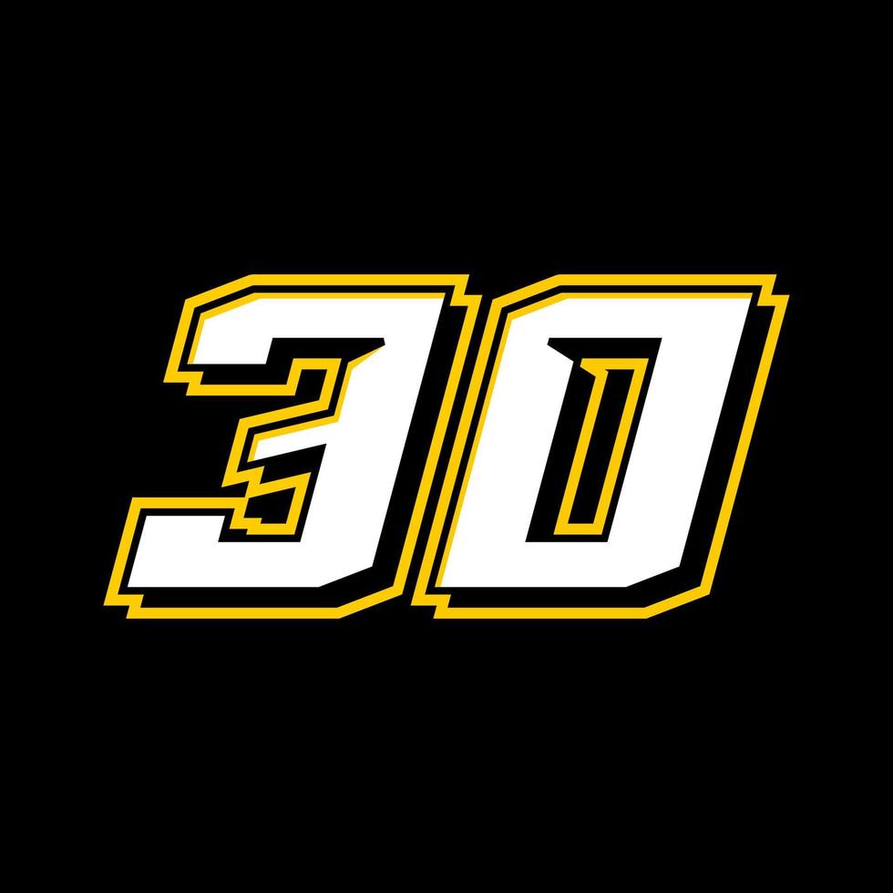 esporte corrida número 30 logotipo Projeto vetor
