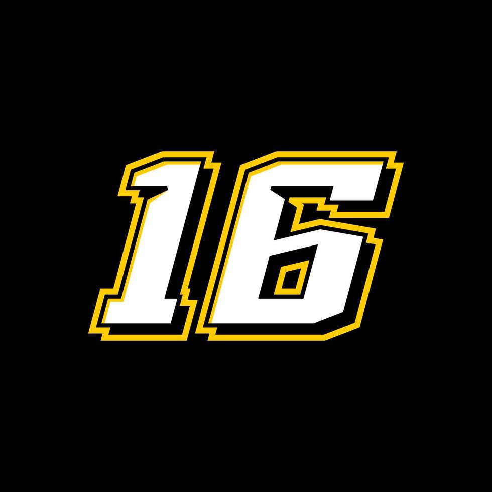 esporte corrida número 16 logotipo Projeto vetor