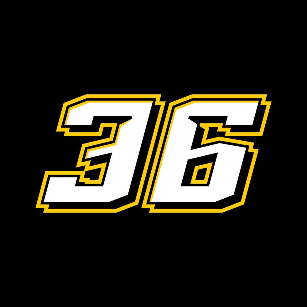 esporte corrida número 36 logotipo Projeto vetor