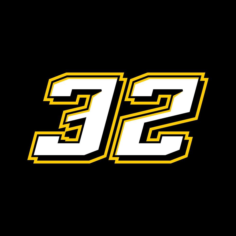 esporte corrida número 32 logotipo Projeto vetor
