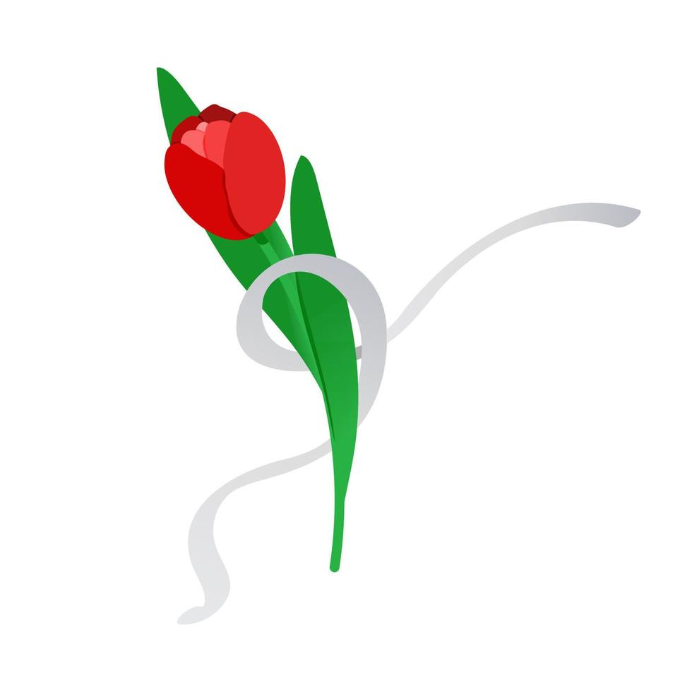 vermelho tulipa cinzento fita parkinson doença símbolo vetor ilustração