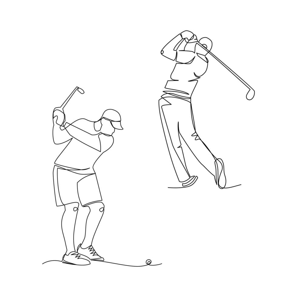 jogador de golfe vetor ilustração desenhado dentro linha arte estilo