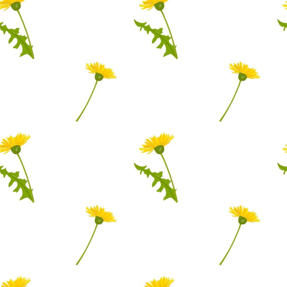 padrão sem emenda de vetor de flores amarelas e folhas verdes