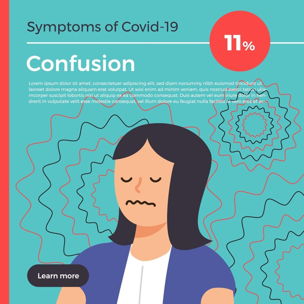 sintomas de infográfico de vetor de covid-19. informações de design plano de coronavírus.