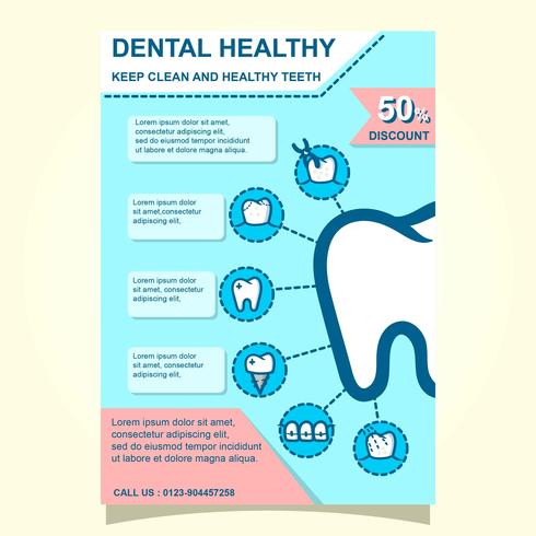 Modelo de Brochura - saúde e bem-estar dentário vetor