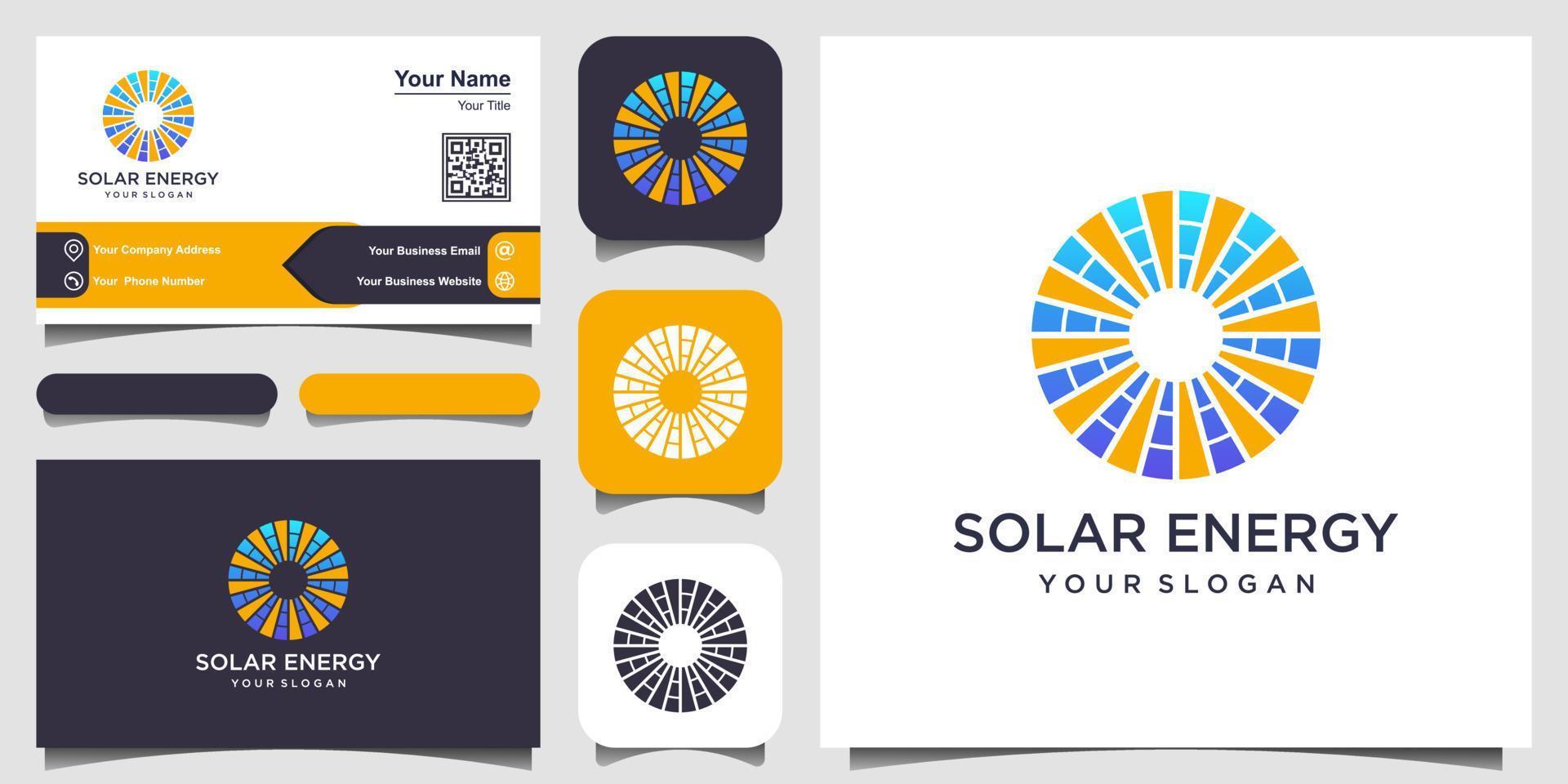 vetor de designs de logotipo de energia solar, logotipo de energia solar