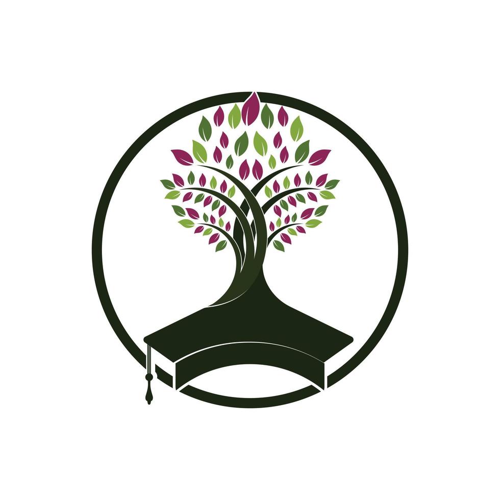 design de logotipo de educação de natureza moderna criativa. chapéu de formatura e logotipo de ícone de árvore. vetor