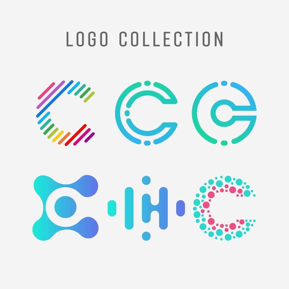 criativo carta c logotipo ícone definir. Projeto para o negócio do luxo, elegante, simples. vetor
