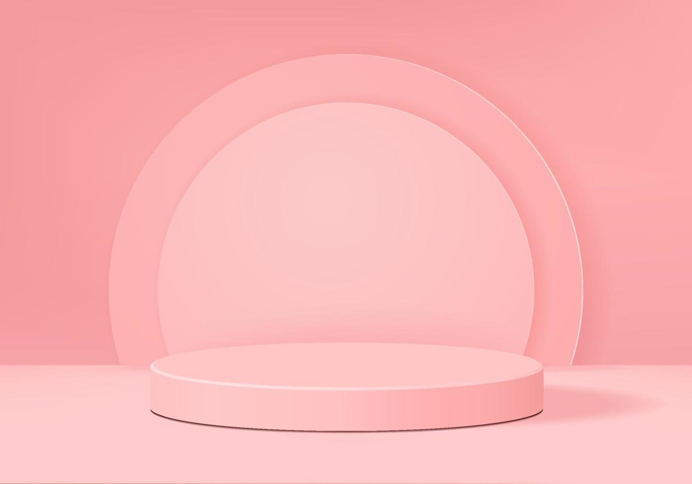 fundo vetor renderização 3d rosa com pódio e cena rosa mínima, fundo abstrato mínimo renderização 3d forma geométrica abstrata cor rosa pastel. estágio para produto em cilindro moderno.