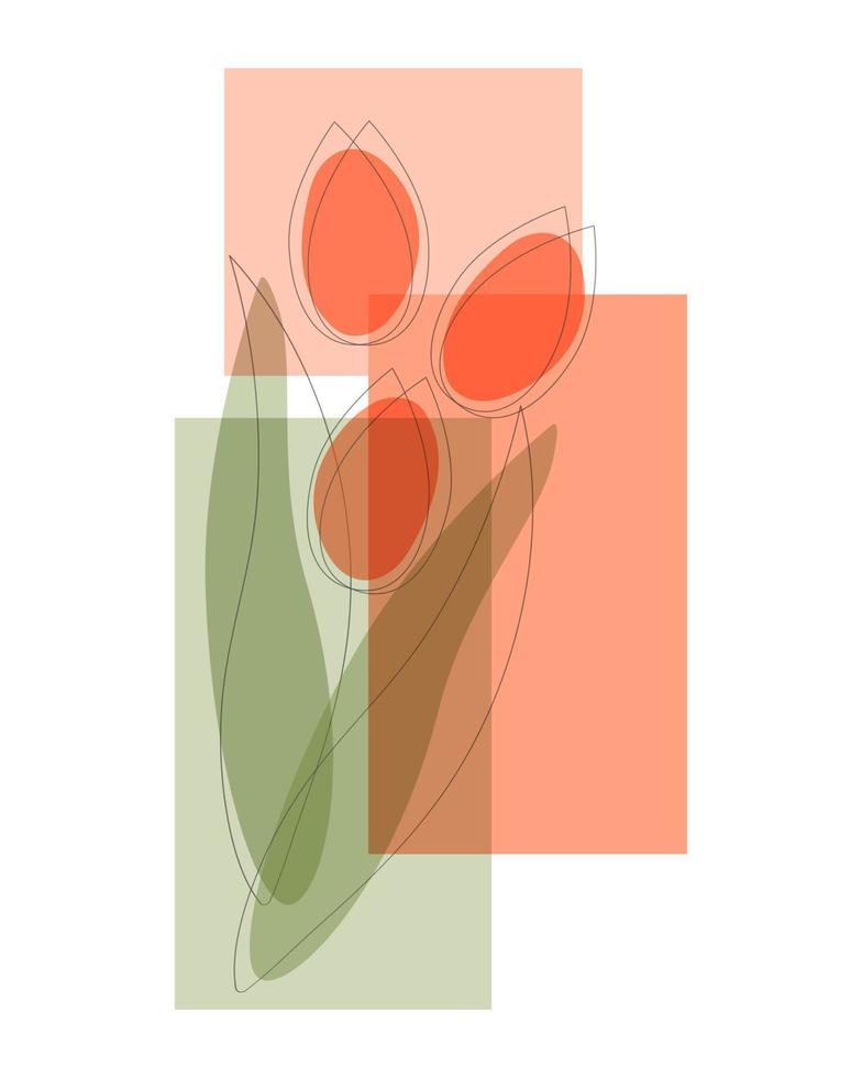 ramalhete do tulipas estilizado, vermelho e verde cor. vetor