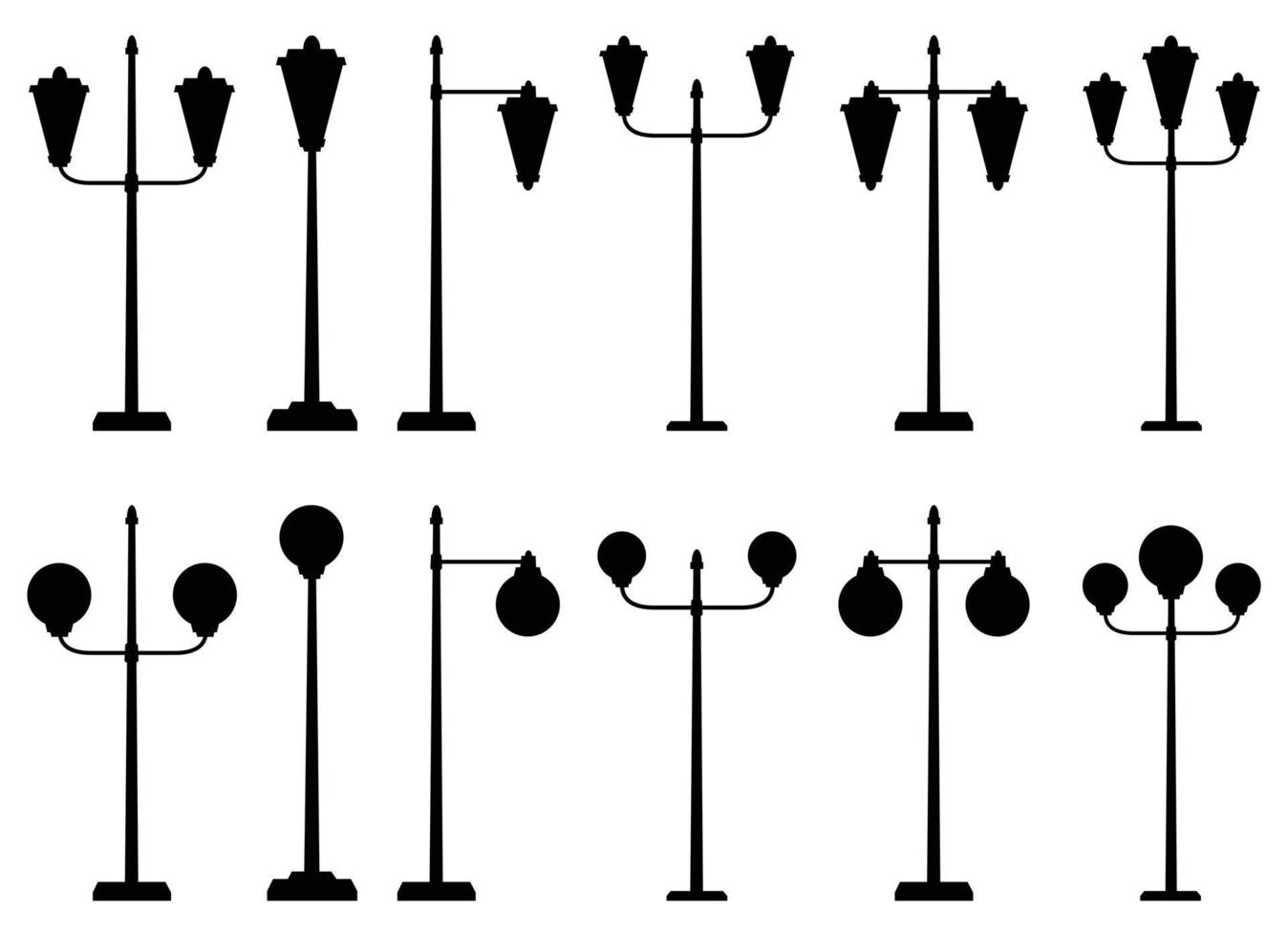 desenho animado cidade rua luz silhueta coleção vetor ilustração isolado em branco