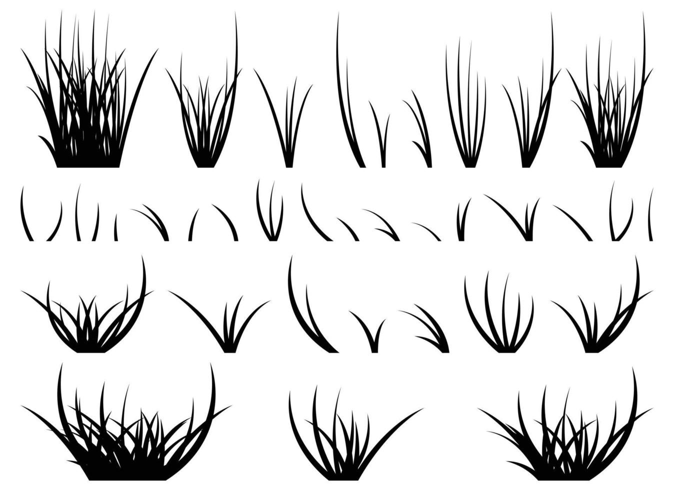 desenho animado silhueta Relva folhas coleção vetor ilustração isolado em branco