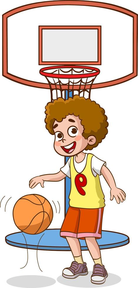 vetor ilustração do criança jogando basquetebol