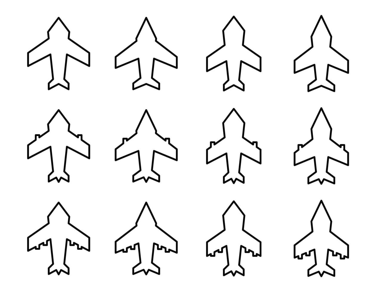 conjunto do simples linha Projeto avião ícones, vetor para rede inscrição