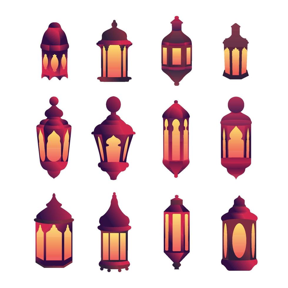 coleção de lanternas planas ramadan kareem vetor