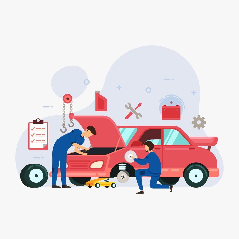 ilustração em vetor conceito de design de reparo e serviço de carro