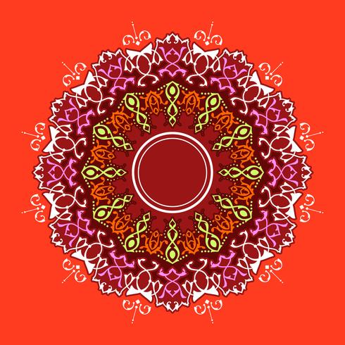 ornamento de mandala decorativa fundo vermelho vector