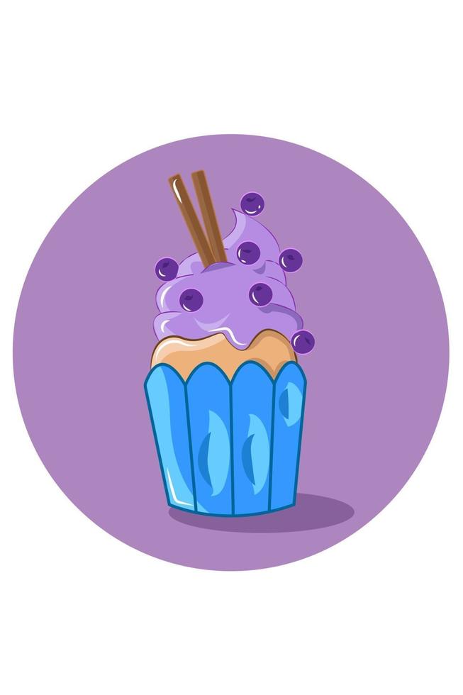 ilustração do vetor de cupcakes de chocolate e mirtilo