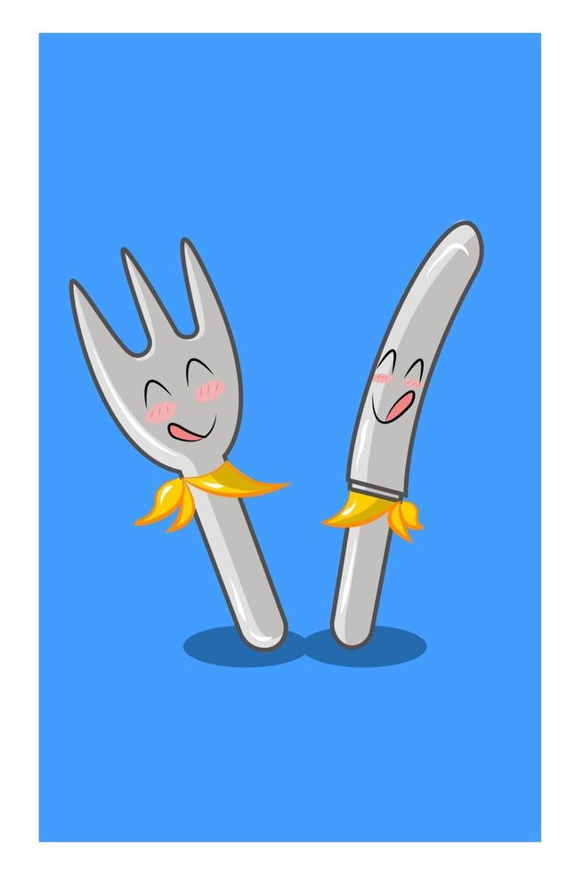 ilustração em vetor garfo e faca de jantar