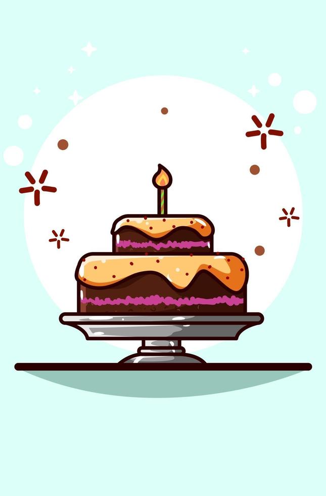 ilustração em vetor desenho animado bolo torta de chocolate