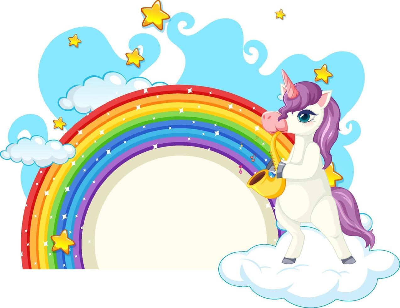 personagem de desenho animado de unicórnio com arco-íris isolado no fundo branco vetor