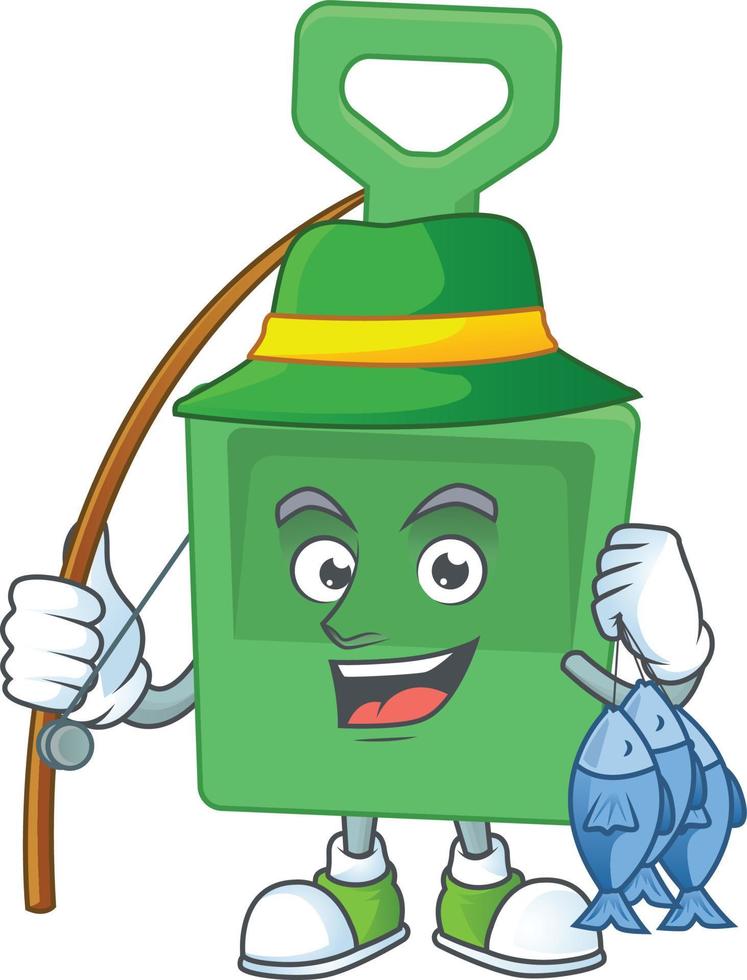 desenho animado personagem do verde areia balde vetor