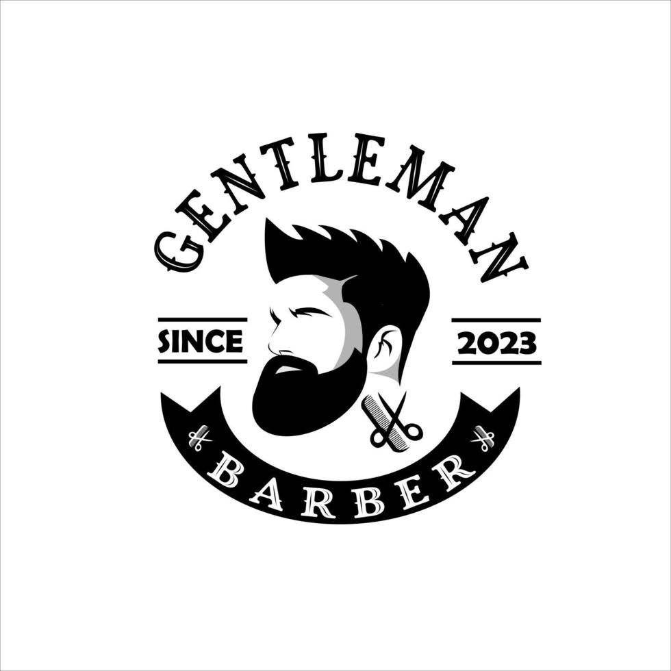 vintage barbearia logotipo Projeto Preto e branco. logotipo modelos este pode estar usava para seu barbearia o negócio logotipo, masculino aliciamento salão o negócio e para embalagem Projeto propósitos, camisetas, lembrancinhas vetor