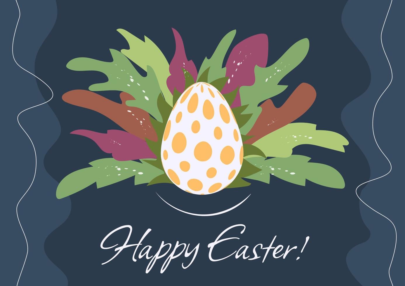 Páscoa feriado cumprimento com decorado ovo dentro a grama, cristandade tradicional feriado convite, poster, celebração cartão. vetor