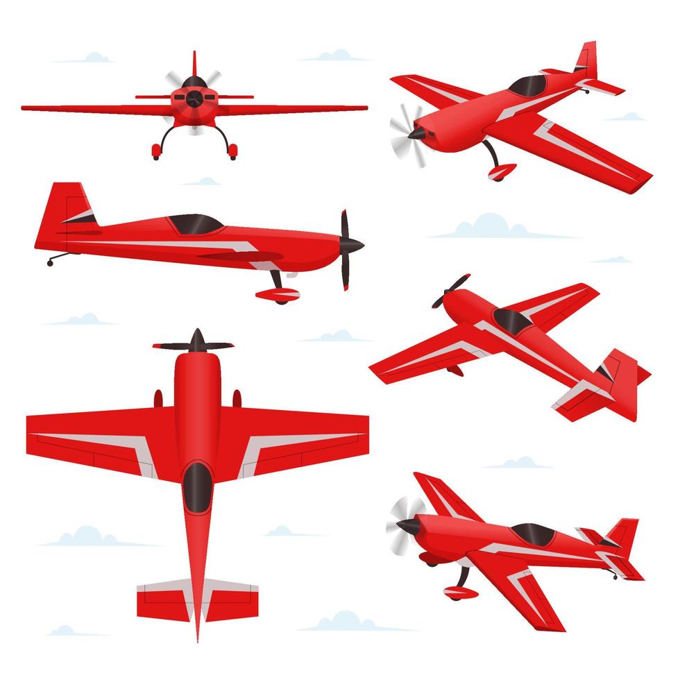 acrobático aeronave dentro diferente Visualizações. façanha avião ilustração vetor