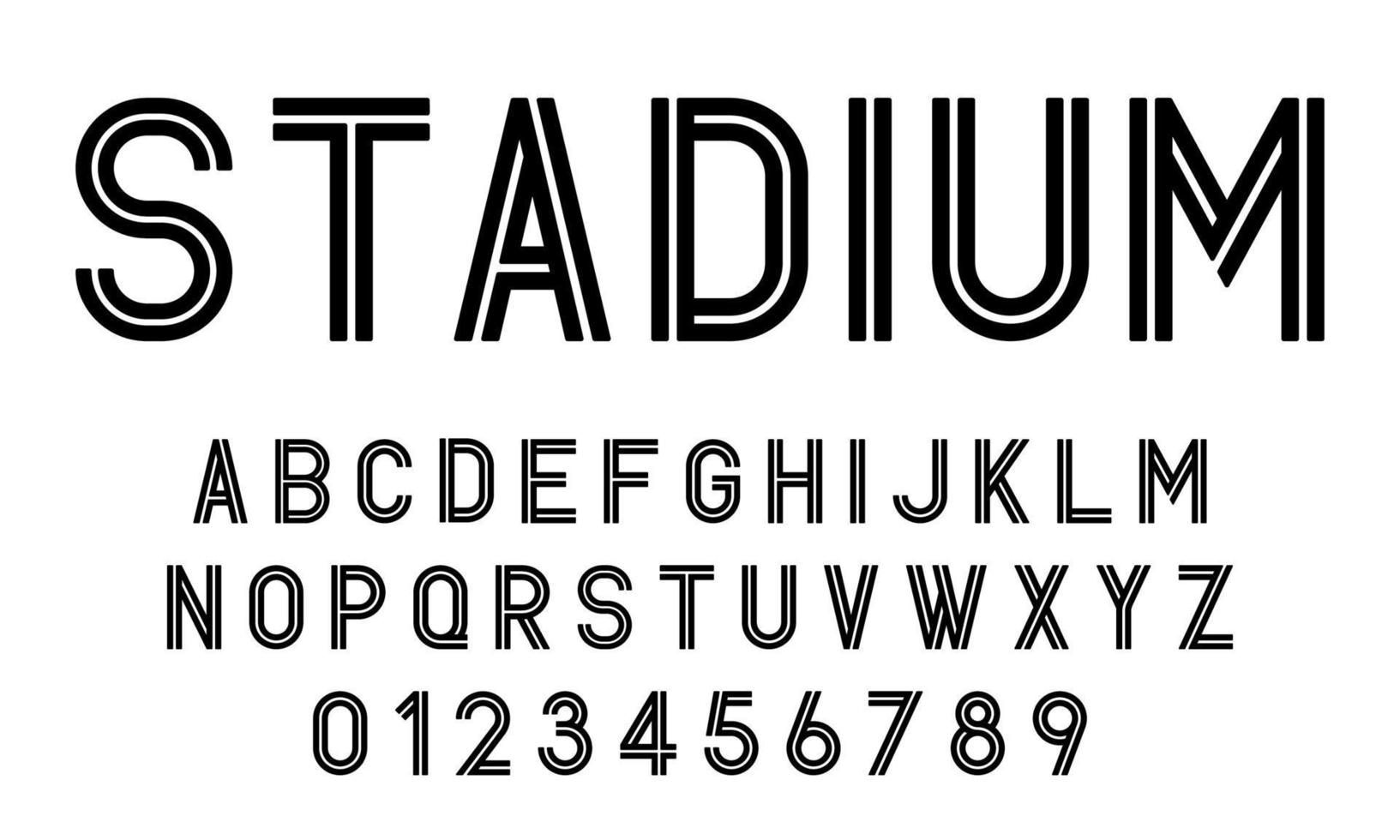 conjunto de letras da fonte do alfabeto e números, design abstrato moderno com ilustração vetorial de linhas vetor