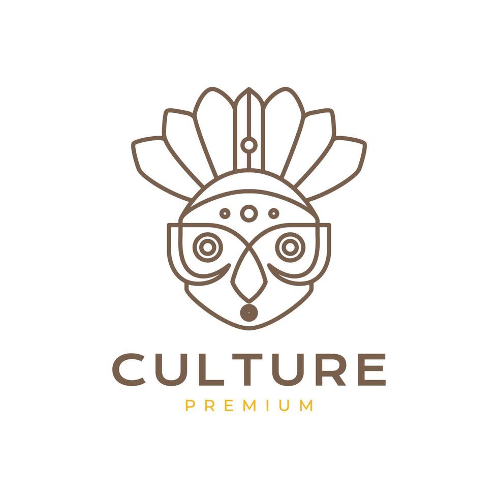 mascarar tribo cultura tradicional rural interior étnico mascote desenho animado linha arte logotipo Projeto vetor