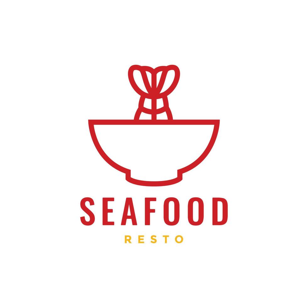 frutos do mar camarão lagosta tigela sopa gosto picante restaurante Comida cardápio moderno mínimo logotipo Projeto vetor