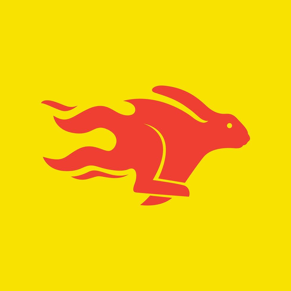 animal animais de estimação Coelho lebre Coelho corrida velozes fogo chama moderno colorida logotipo Projeto vetor