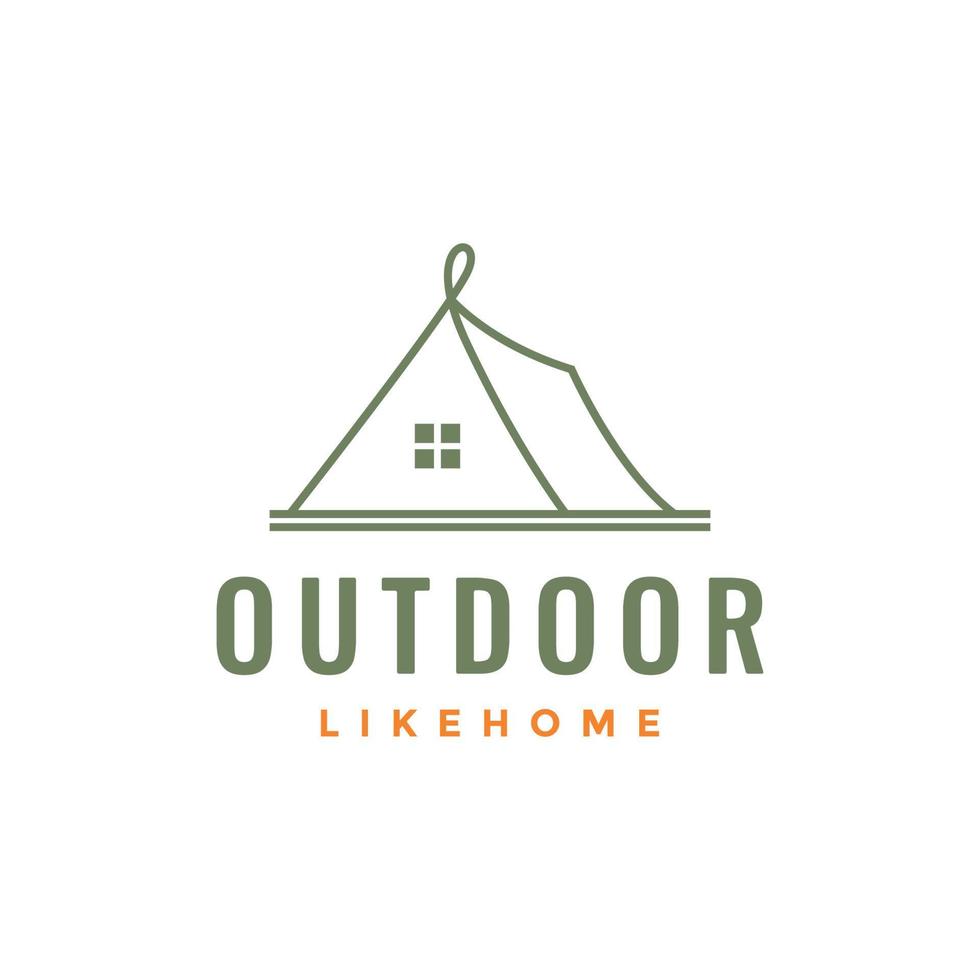 ao ar livre feriado acampamento barraca relaxar natureza mínimo logotipo Projeto vetor