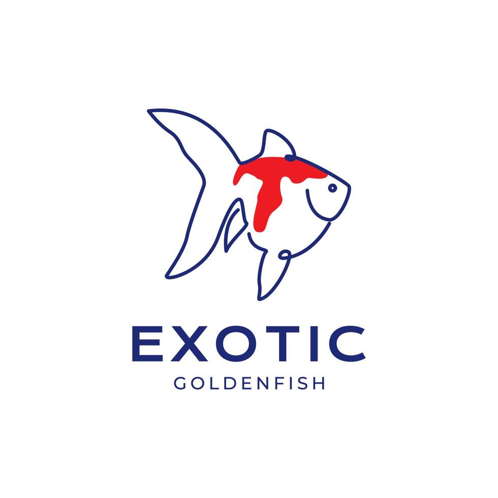 beleza peixe aquário exótico dourado peixe gordo linha arte abstrato logotipo Projeto vetor