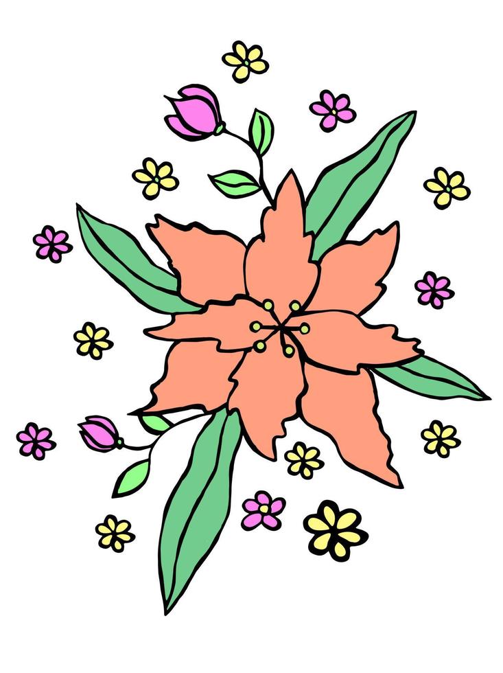 abstrato fantasia flores em uma branco fundo dentro pastel cores isolado, vetor ilustração