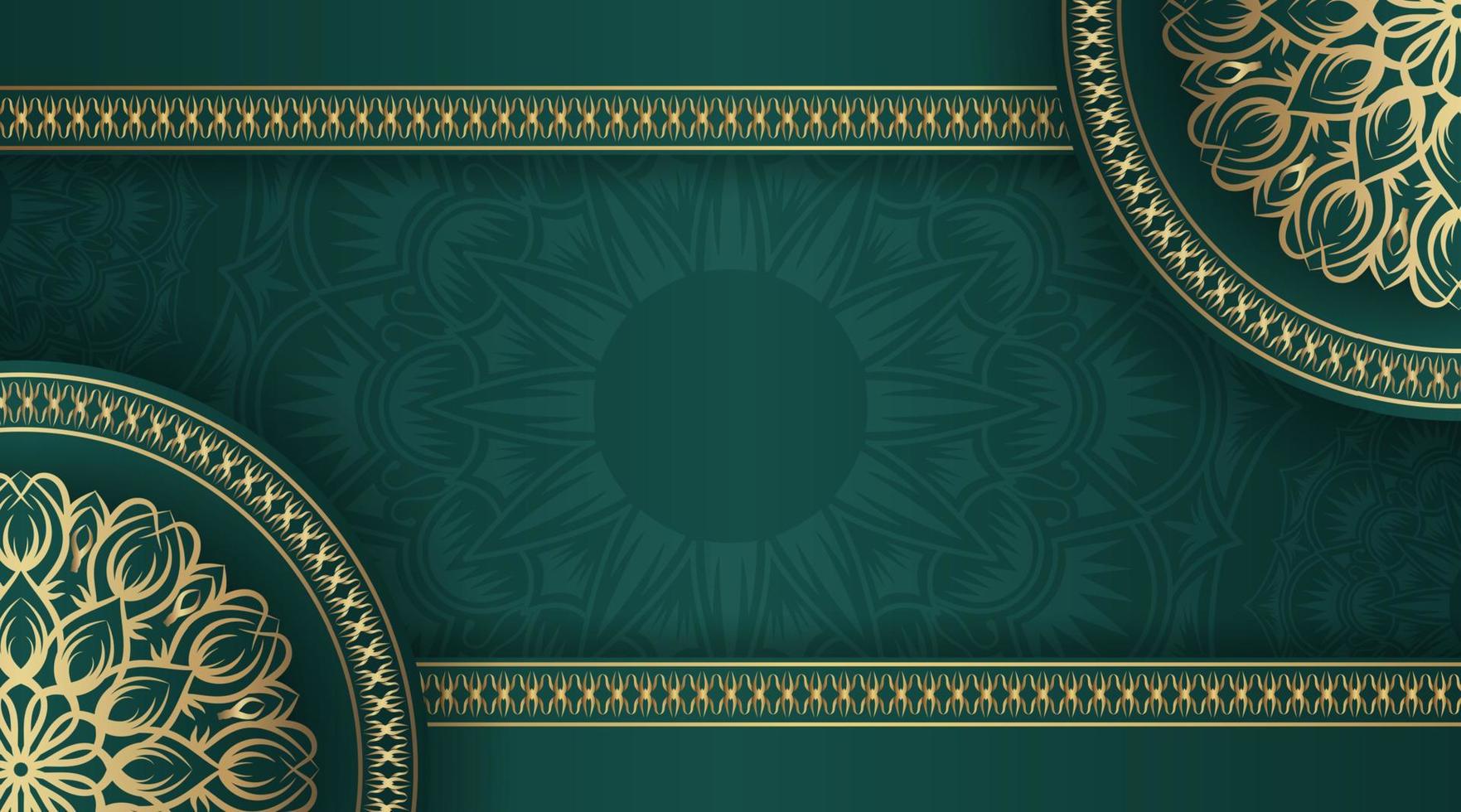 fundo de luxo verde com ornamento de mandala vetor