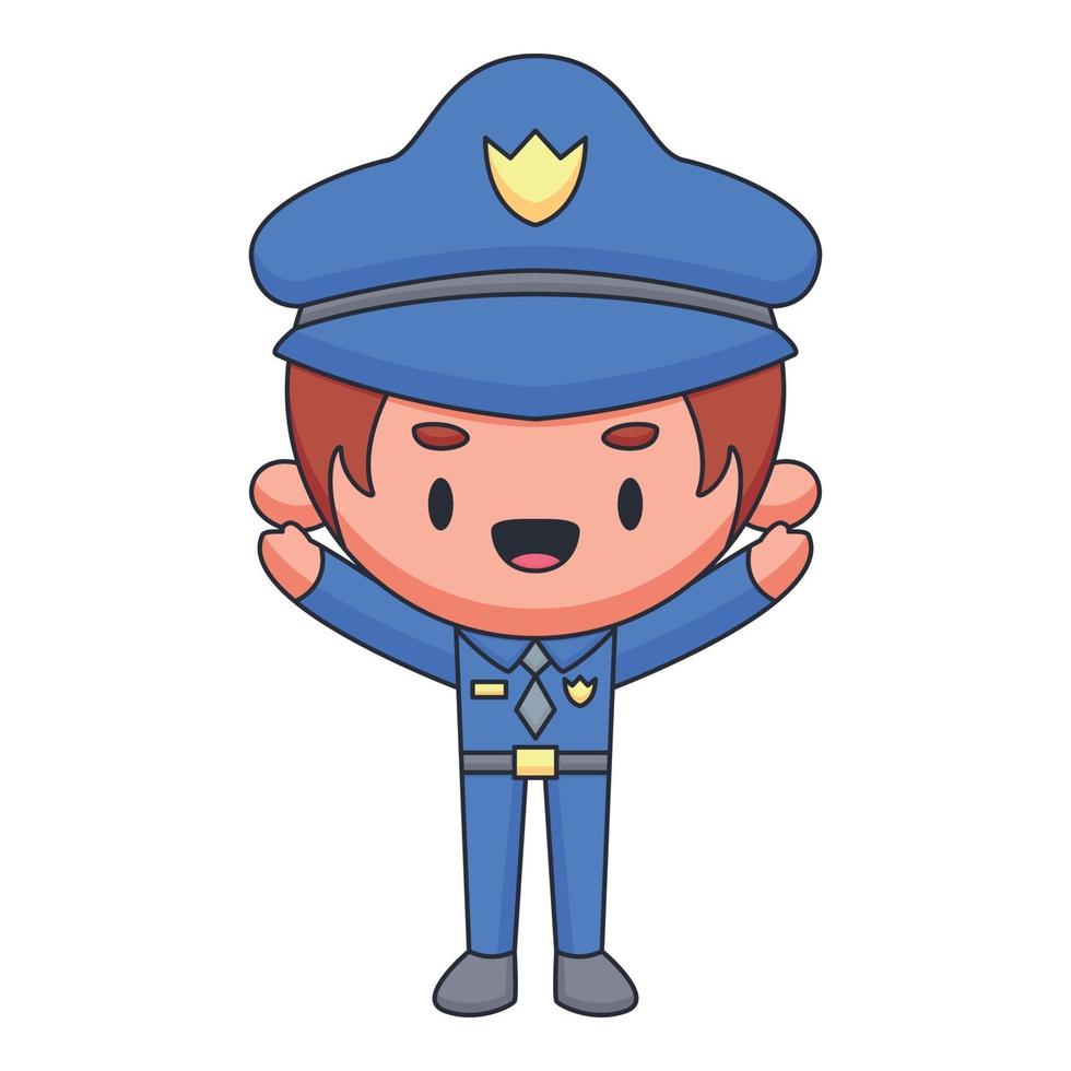 policial cartoon doodle desenhado à mão conceito vetor ilustração kawaii