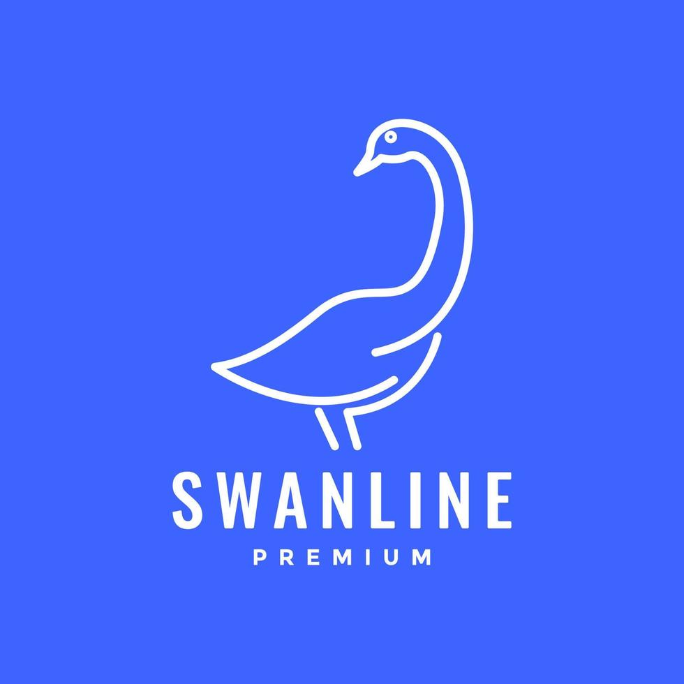 pássaro animais selvagens cisne grandes pescoço bico linha moderno mínimo logotipo Projeto vetor