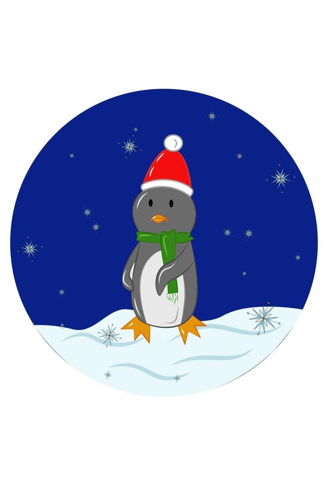 pinguim de natal com cachecol e chapéu de natal vetor