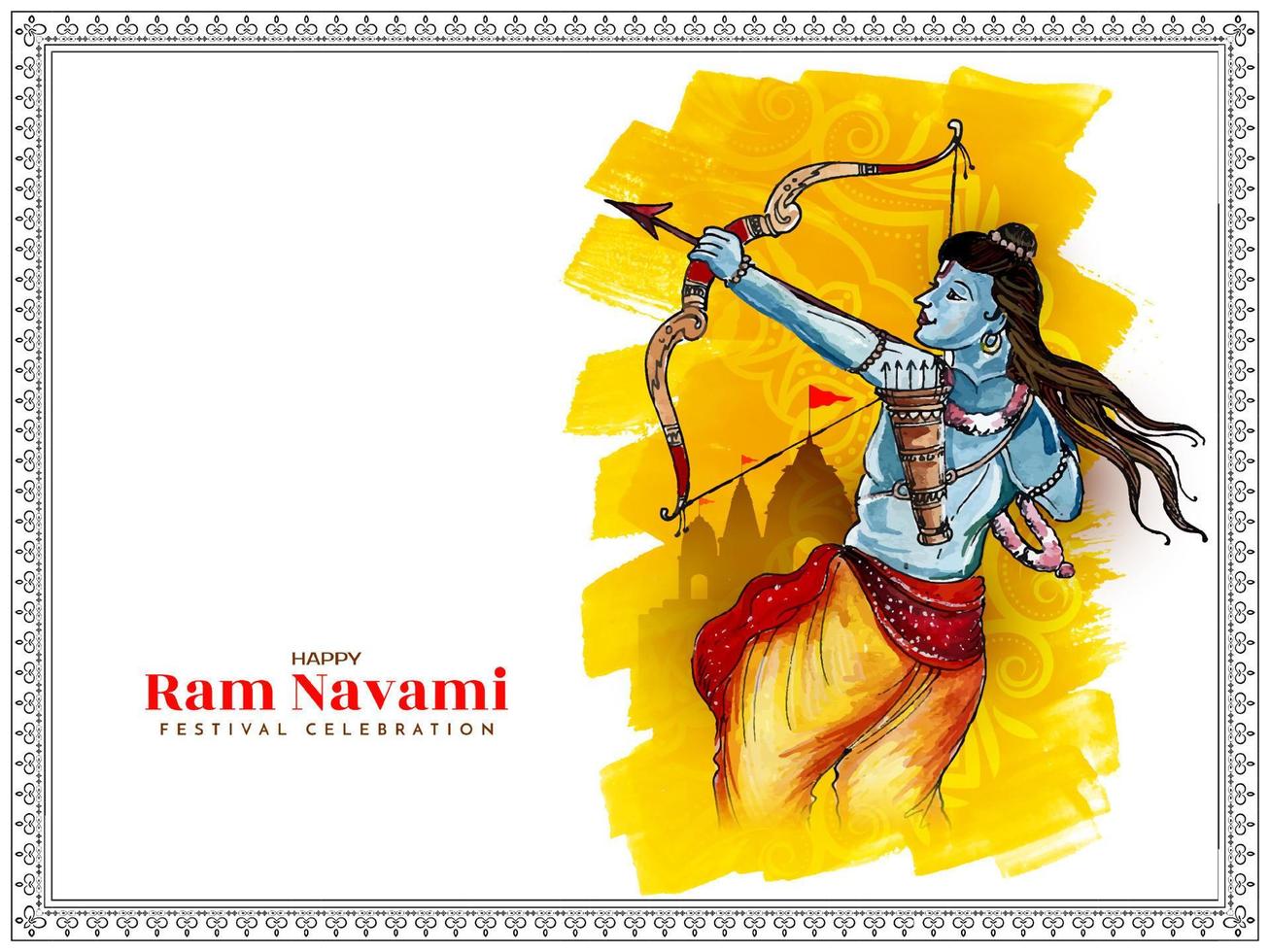 tradicional feliz RAM navami festival celebração cumprimento cartão vetor