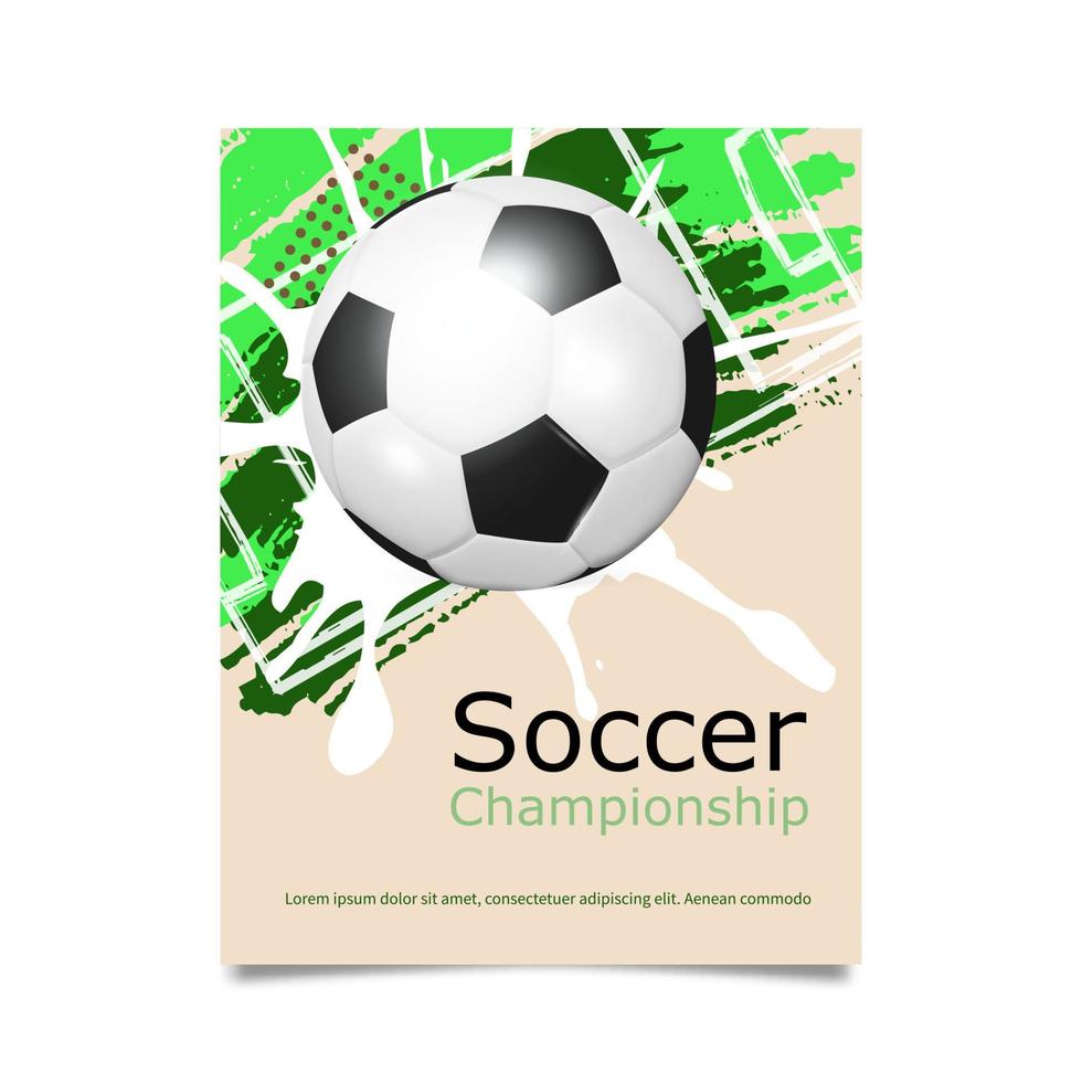 criativo futebol futebol torneio folheto modelo. futebol ou futebol bola em moderno fundo. futebol cobrir Projeto modelo. vetor