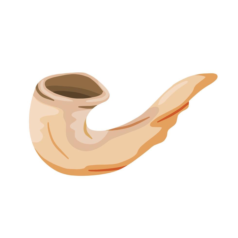 judaico chifre shofar. ritual religioso antigo trompete. plano desenho animado ilustração vetor