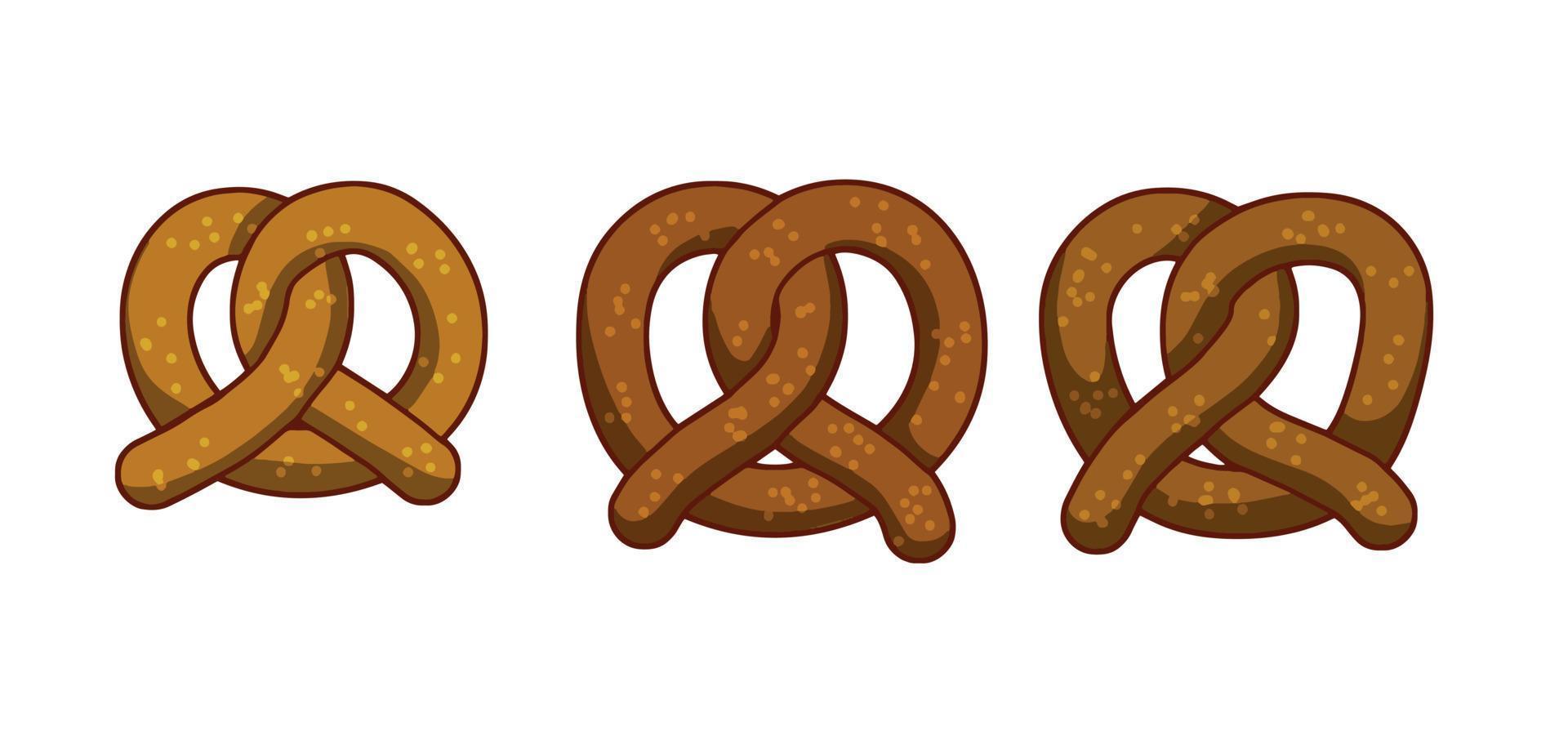 pretzel fresco pastelaria. enrolado pão. alemão tradicional bretzel ou rosquinha. Castanho trigo Comida. plano desenho animado ilustração vetor