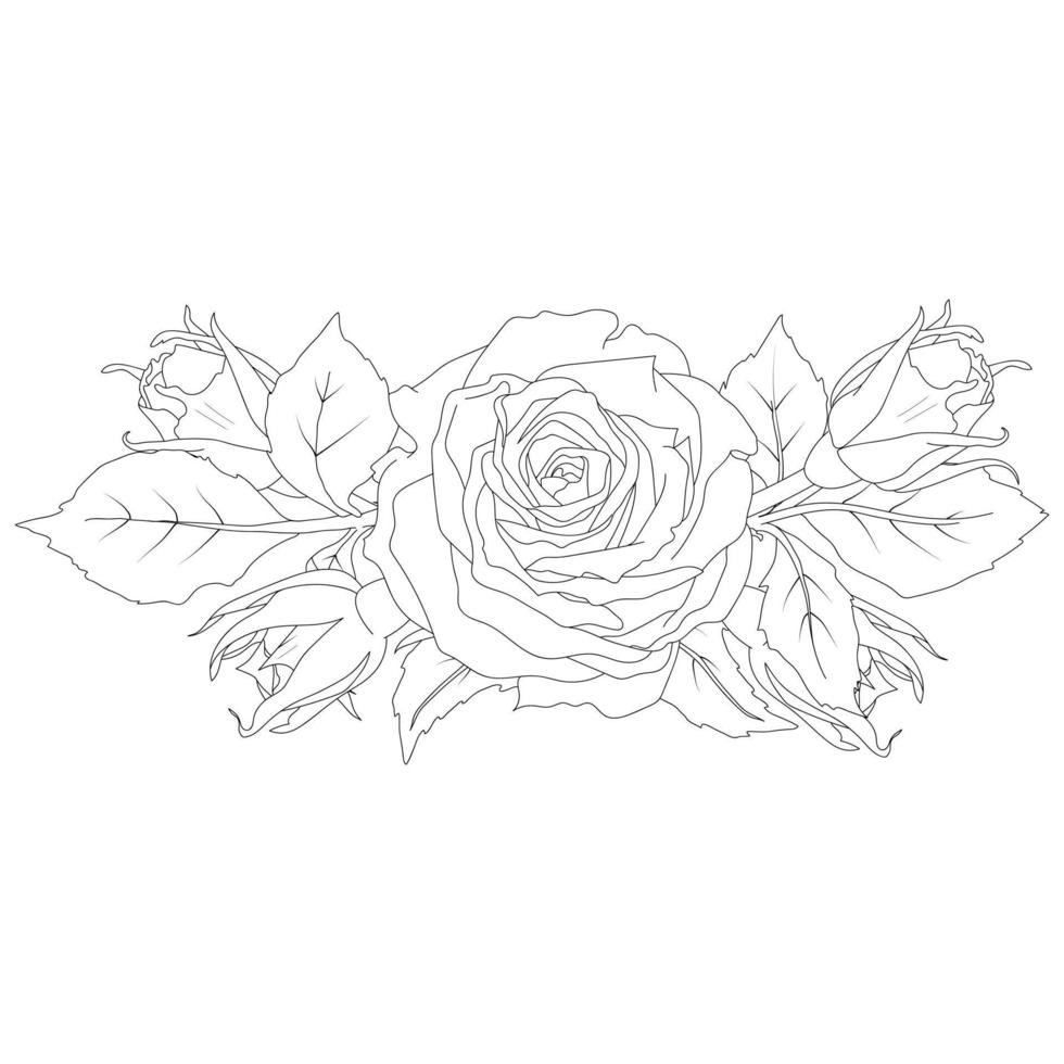 composição do rosas ilustração dentro lineart estilo vetor