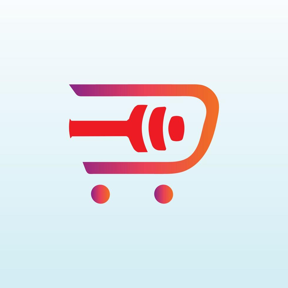 eletrônico compras carrinho vetor logotipo Projeto com ginástica ícone
